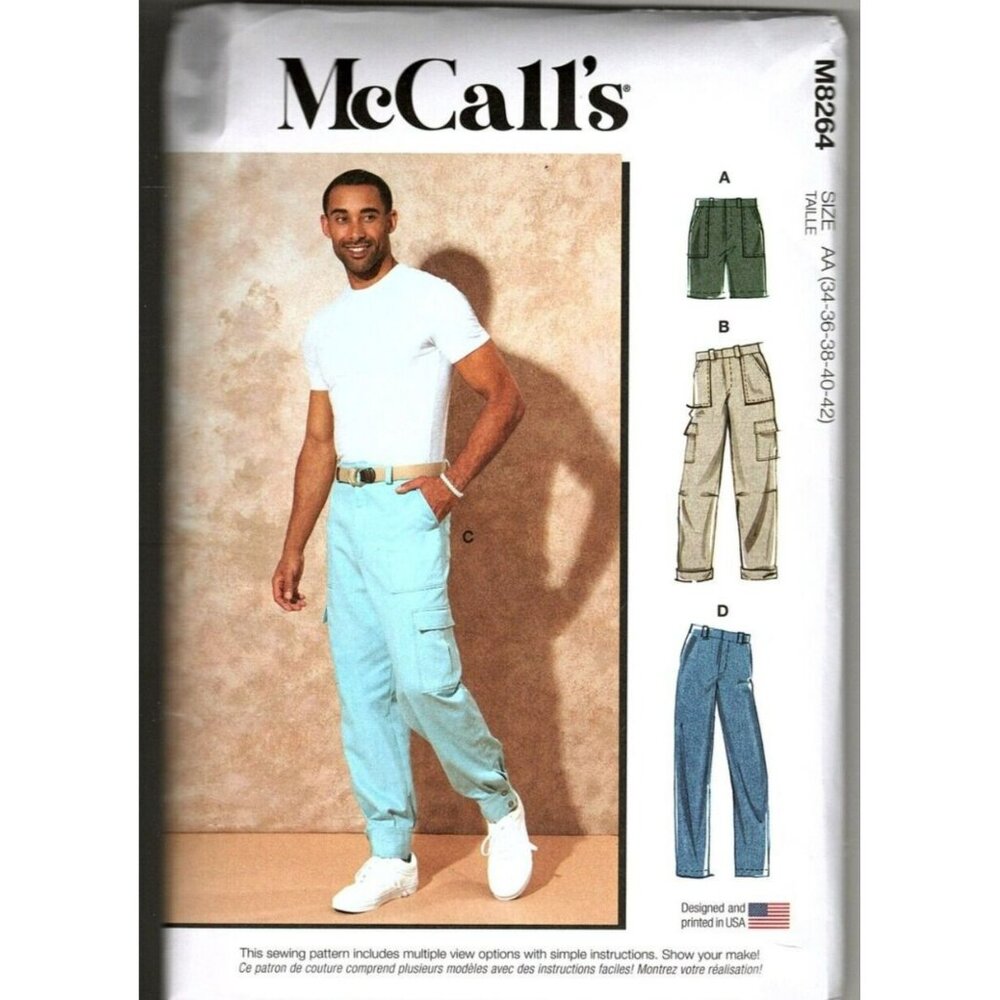McCall's M8264 Mens 34 to 42 Cargo Shorts and Pants Uncut Sewing Pattern